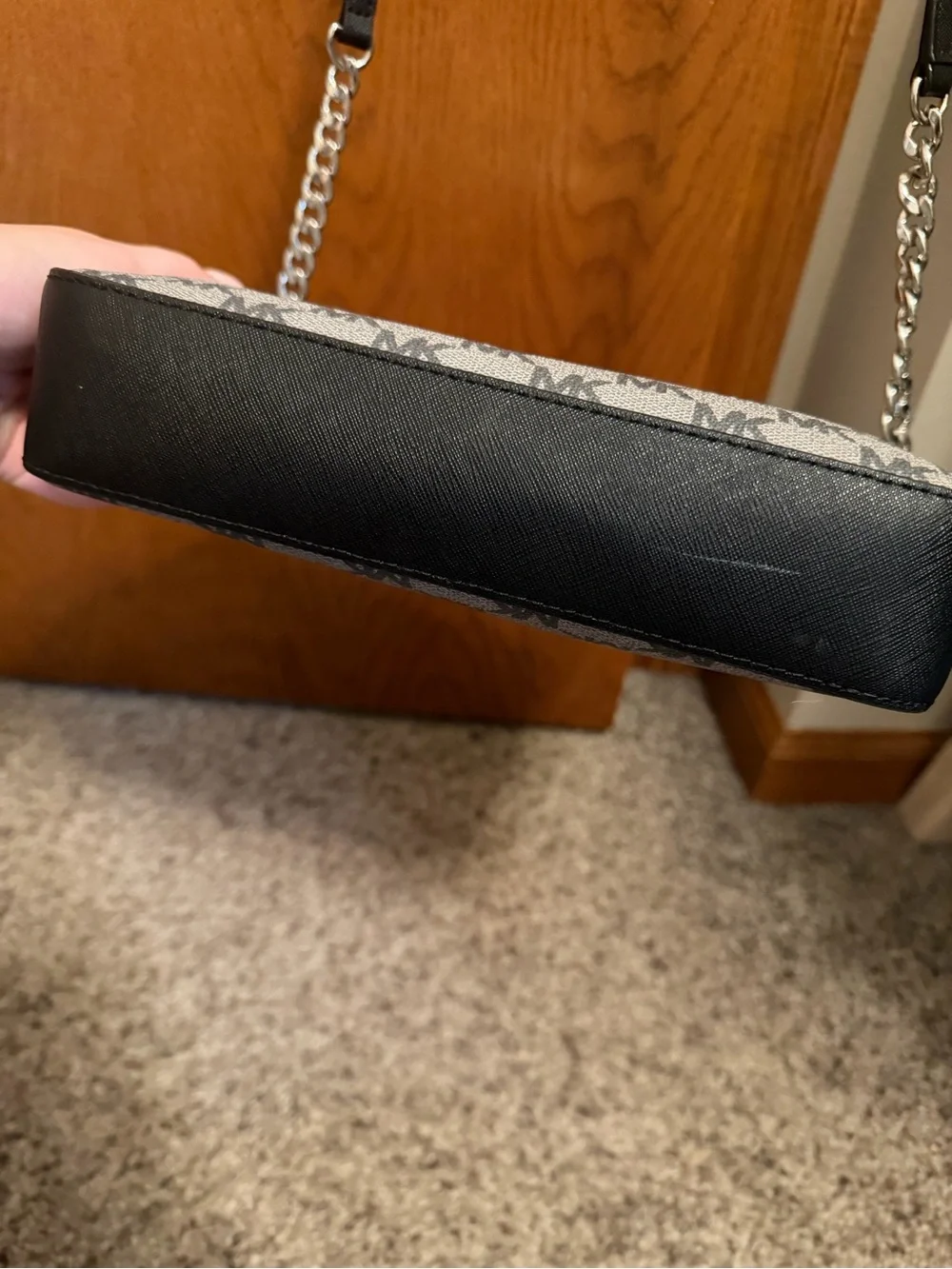 Michael Kors Gray and Black MK Monogram Crossbody